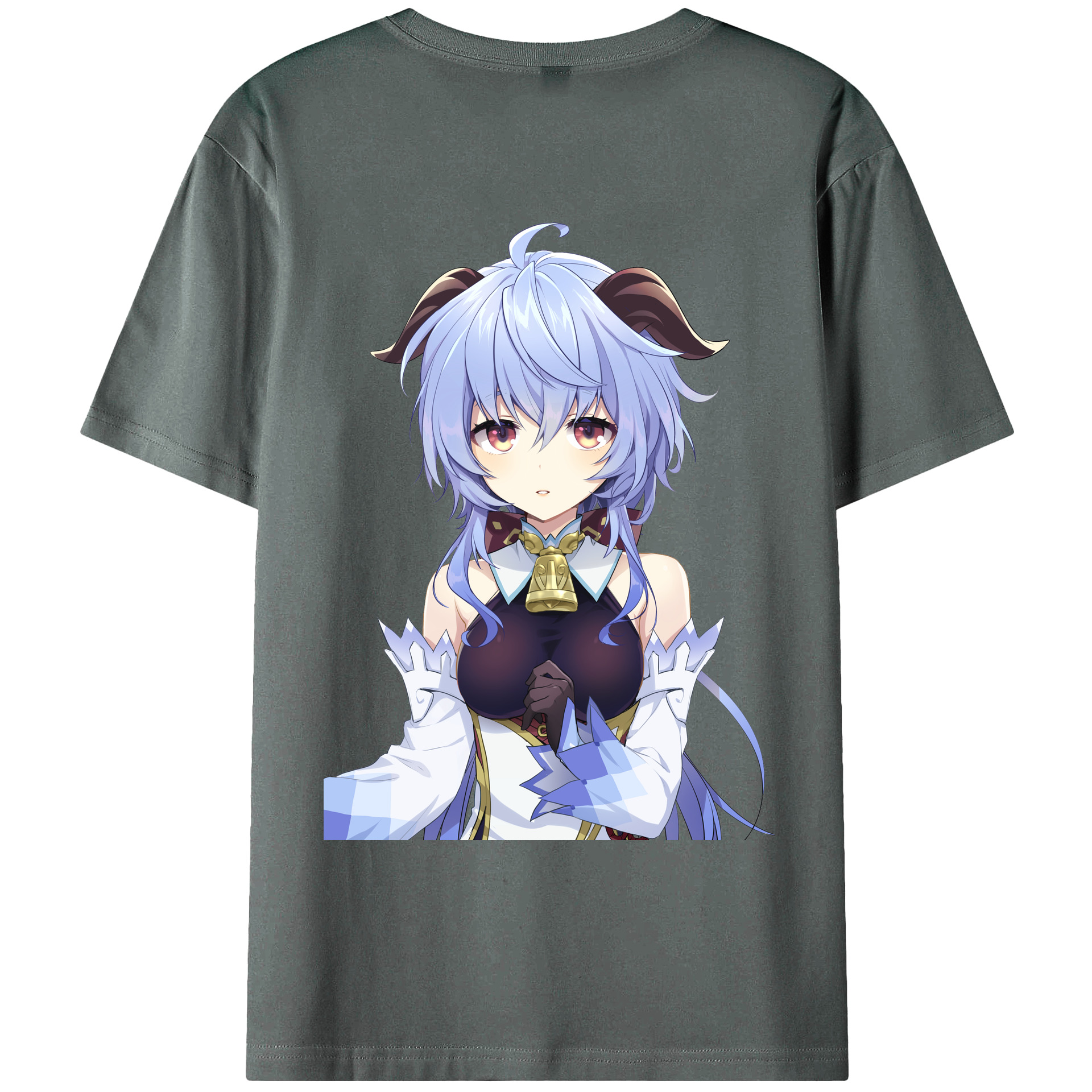 げんし神 甘雨 かんう genshin Ganyu 綿100％ メンズ半袖Tシャツ（バックプリント） 通気性
